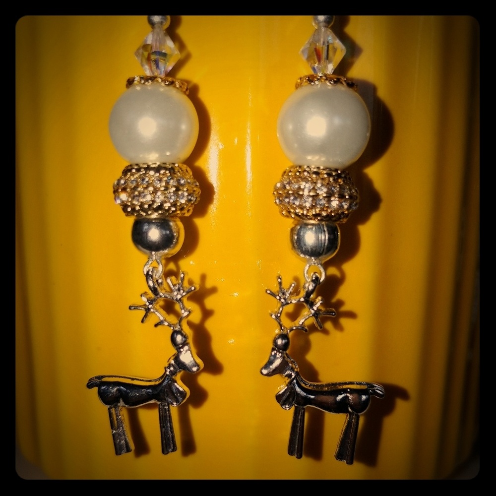 H.Crafted Reindeer n silver n gold,Sw.Crystals 2⛄